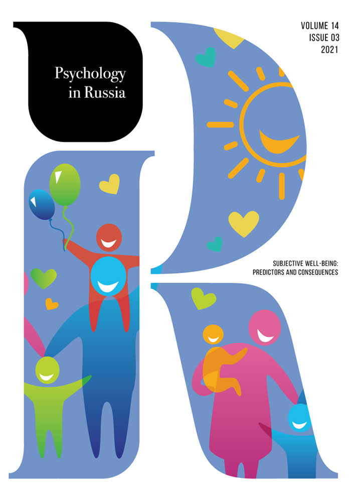 Psychology in Russia: State of the Art, Moscow: Russian Psychological Society, Lomonosov Moscow State University, 2021, 3 Theme: Subjective well-being: predictors and consequences